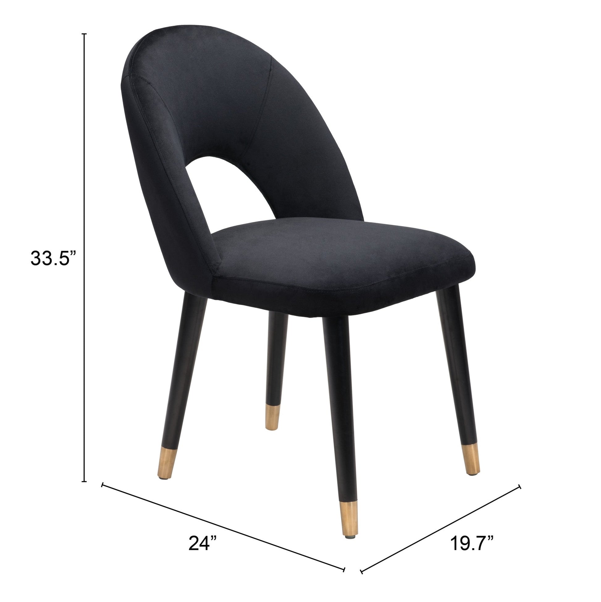 HomeRoots Set of 2 Black Thick Loop Back Dining Chairs