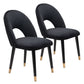 HomeRoots Set of 2 Black Thick Loop Back Dining Chairs