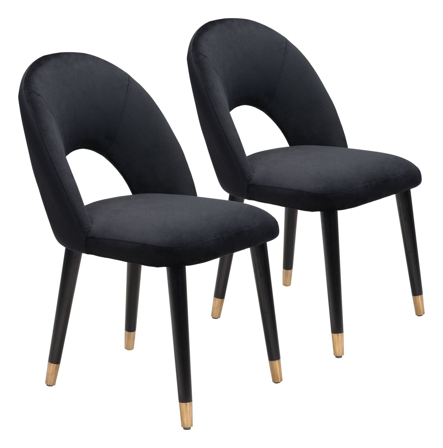 HomeRoots Set of 2 Black Thick Loop Back Dining Chairs