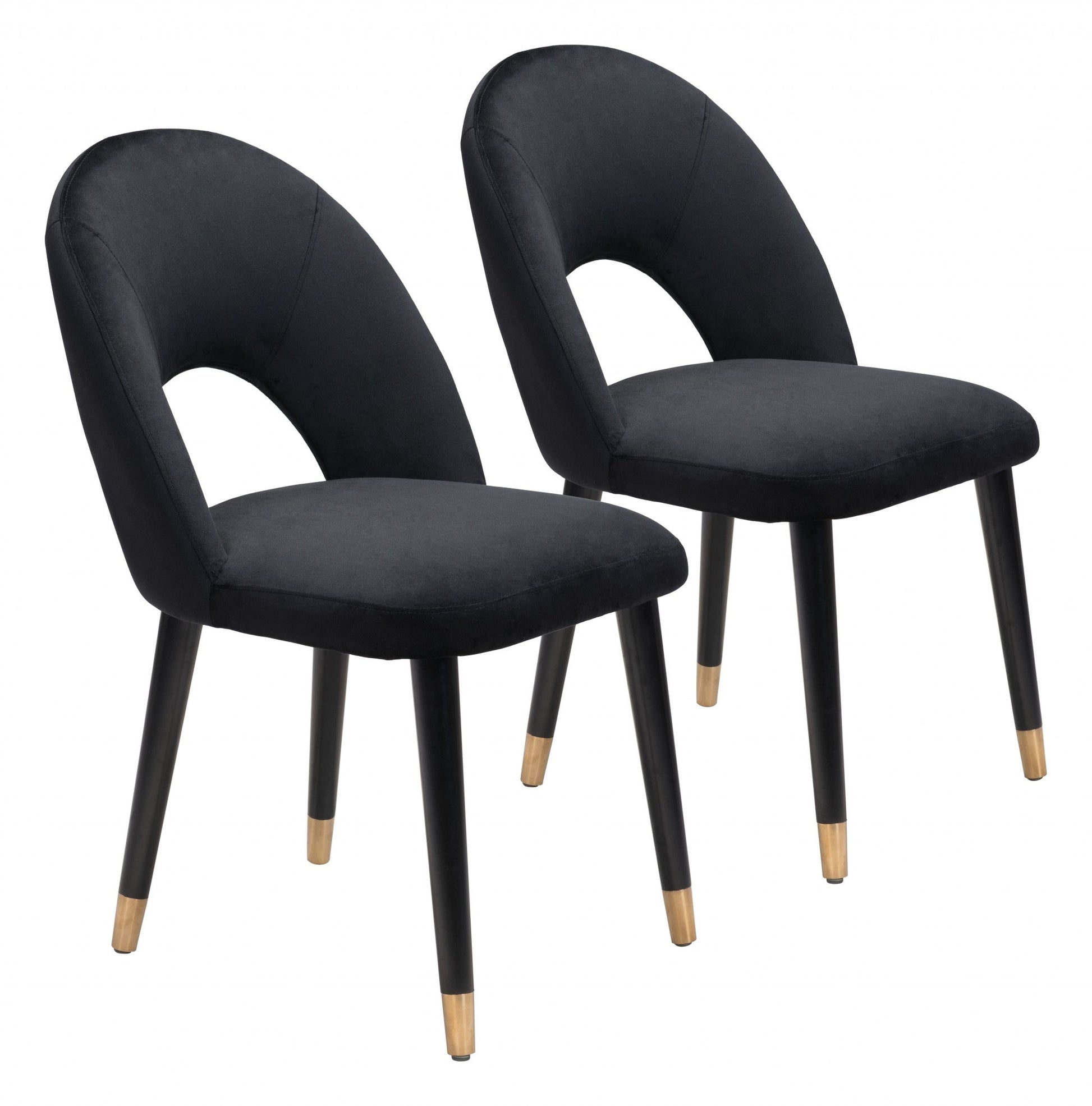 HomeRoots Set of 2 Black Thick Loop Back Dining Chairs