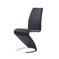 HomeRoots Set of 2 Black Z Shape Design Dining Chairs With Horse Shoe Shape Base