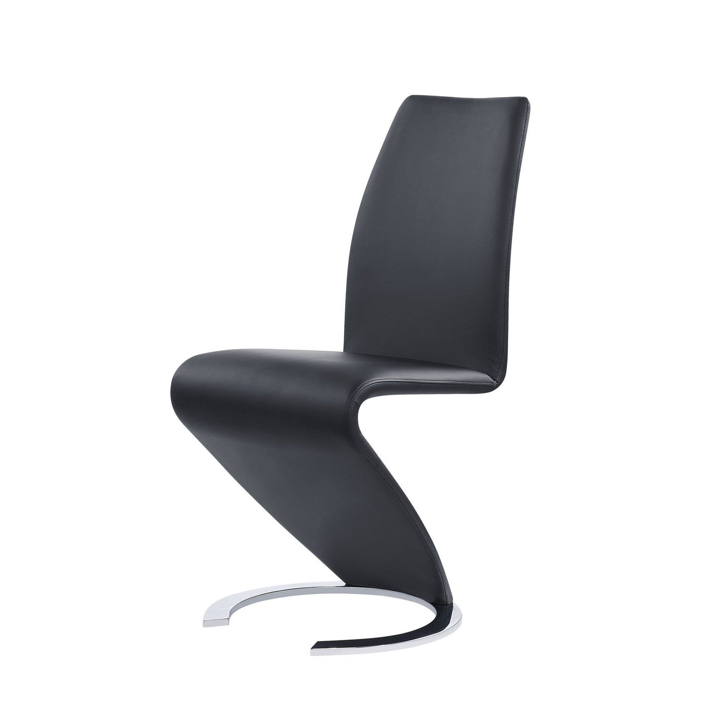 HomeRoots Set of 2 Black Z Shape Design Dining Chairs With Horse Shoe Shape Base