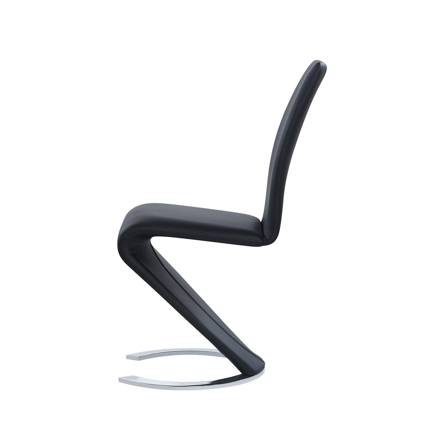 HomeRoots Set of 2 Black Z Shape Design Dining Chairs With Horse Shoe Shape Base