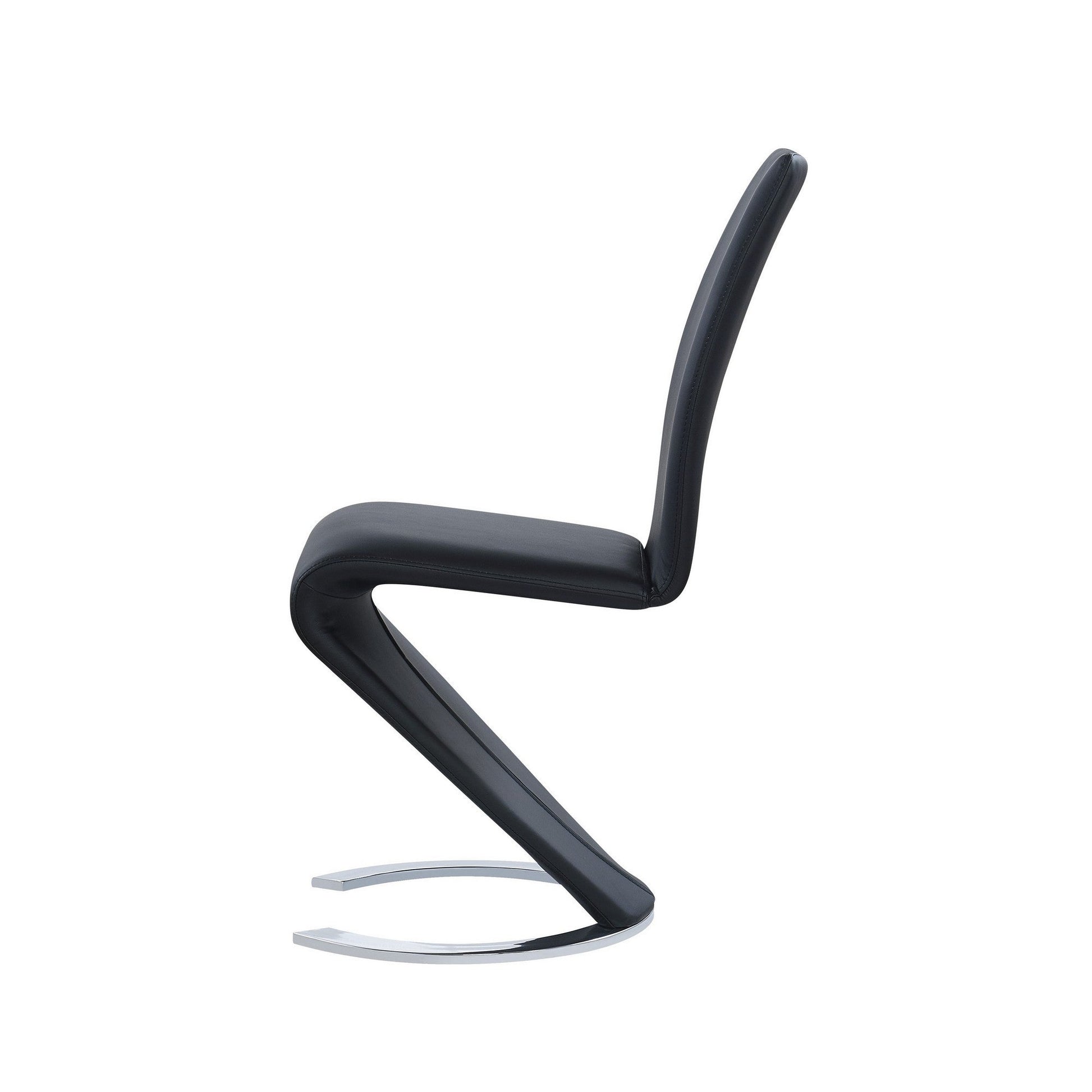 HomeRoots Set of 2 Black Z Shape Design Dining Chairs With Horse Shoe Shape Base