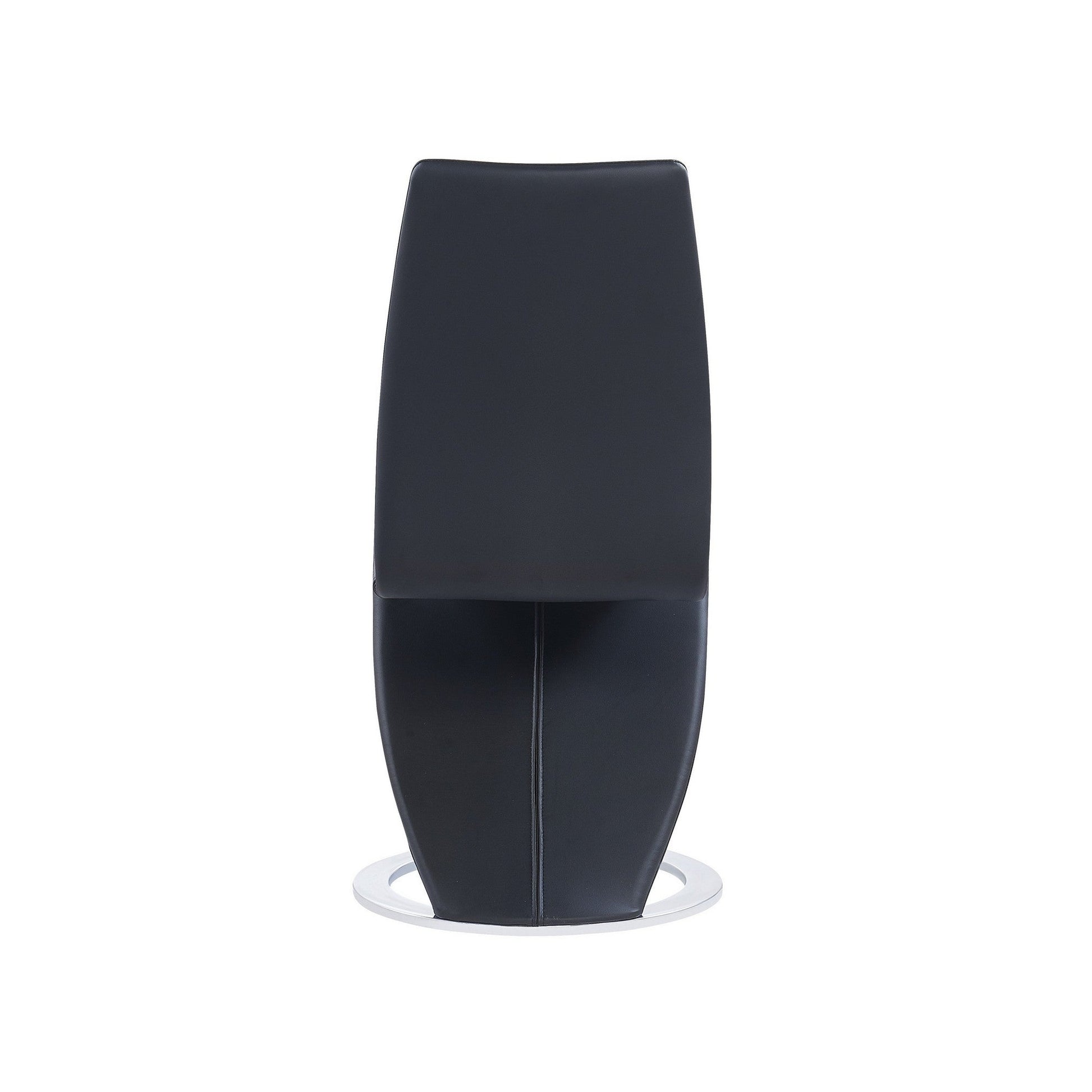 HomeRoots Set of 2 Black Z Shape Design Dining Chairs With Horse Shoe Shape Base