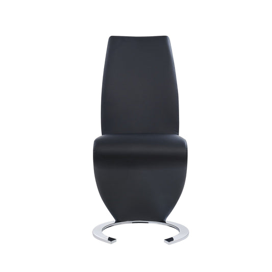 HomeRoots Set of 2 Black Z Shape Design Dining Chairs With Horse Shoe Shape Base