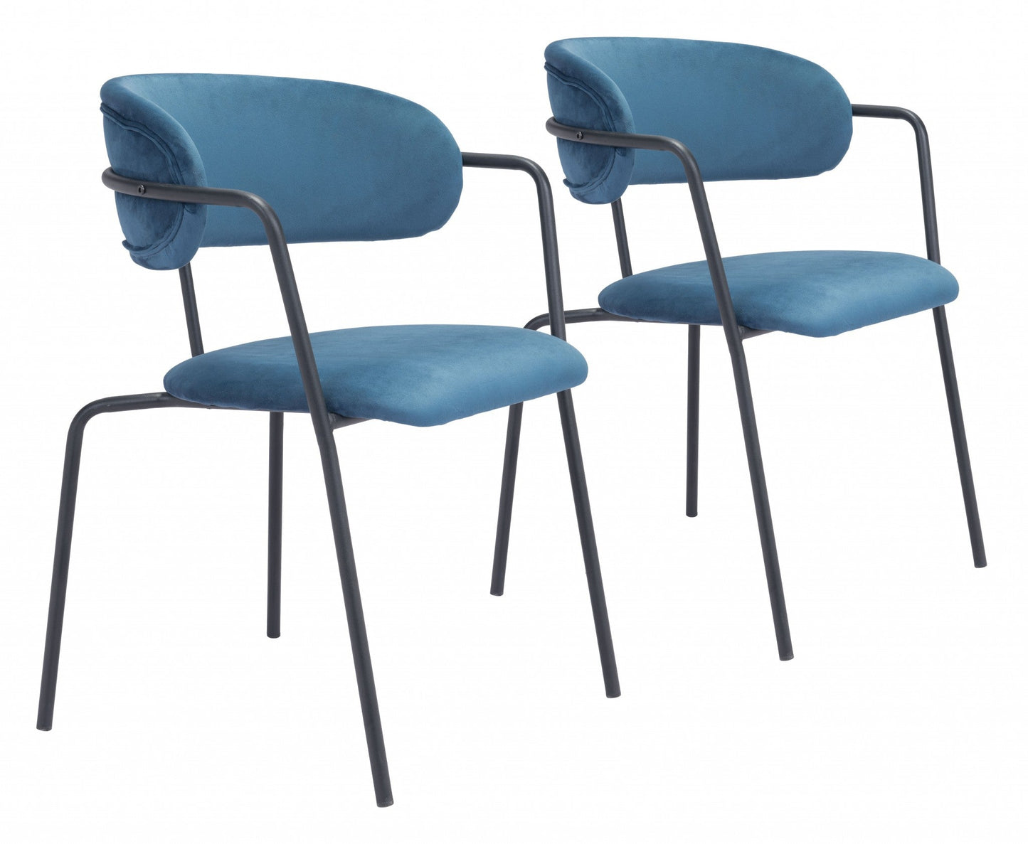 HomeRoots Set of 2 Blue And Gunmetal Modern Industrial Dining Chairs