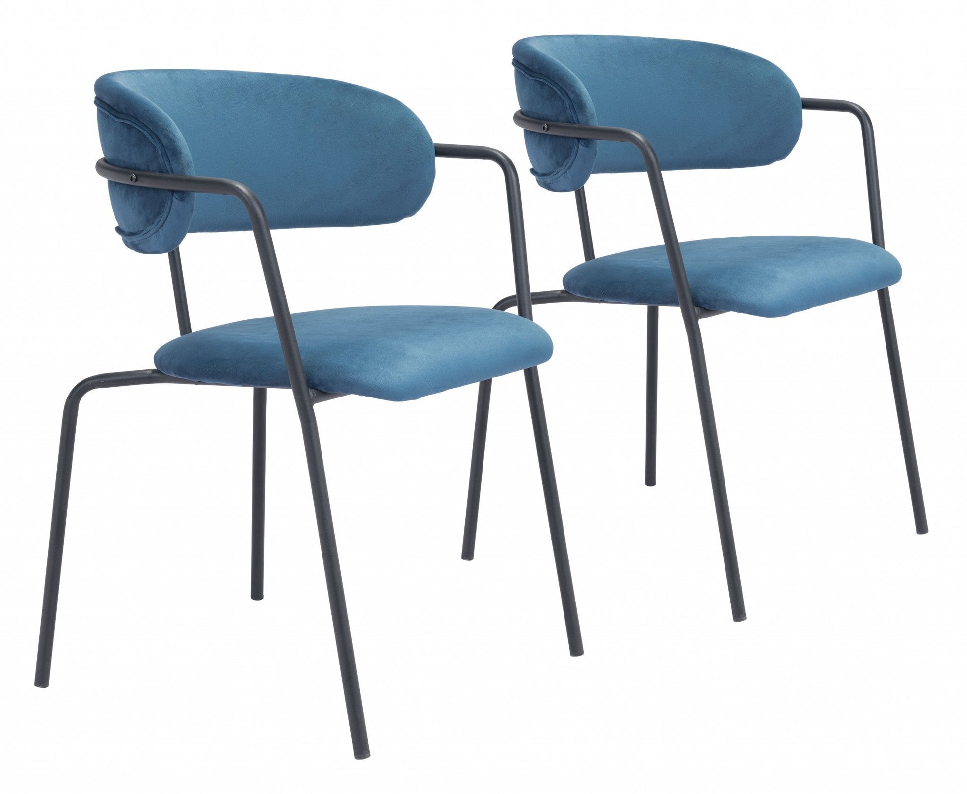HomeRoots Set of 2 Blue And Gunmetal Modern Industrial Dining Chairs