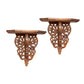 HomeRoots Set of 2 Boho Chic Carved Wood Wall Shelves