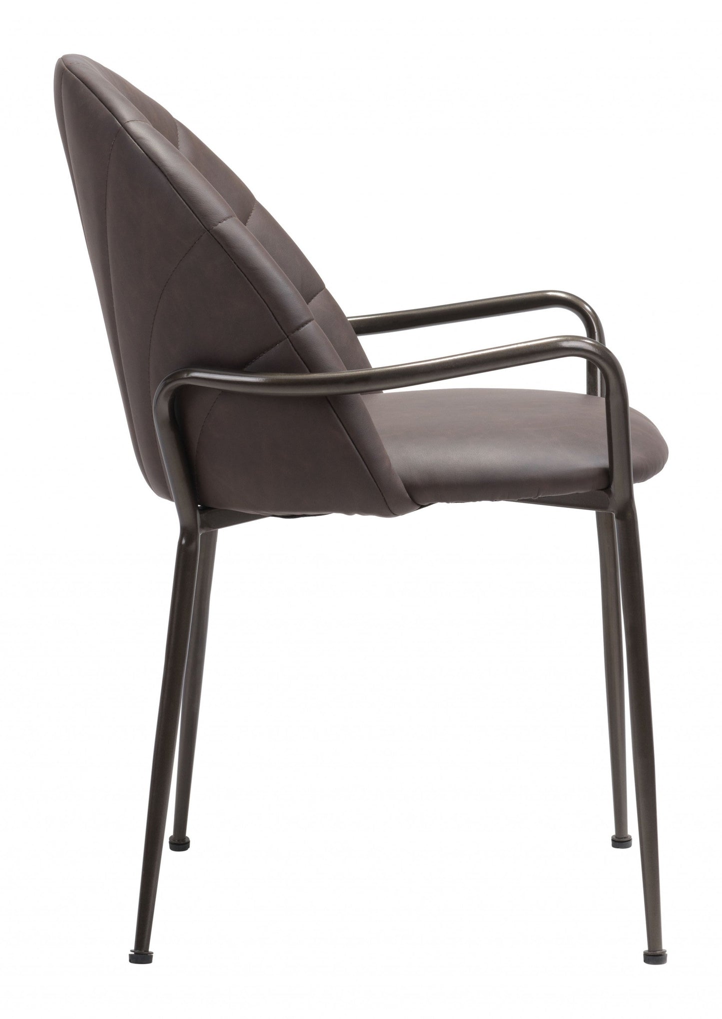 HomeRoots Set of 2 Brown Faux Leather Arch Dining Chairs