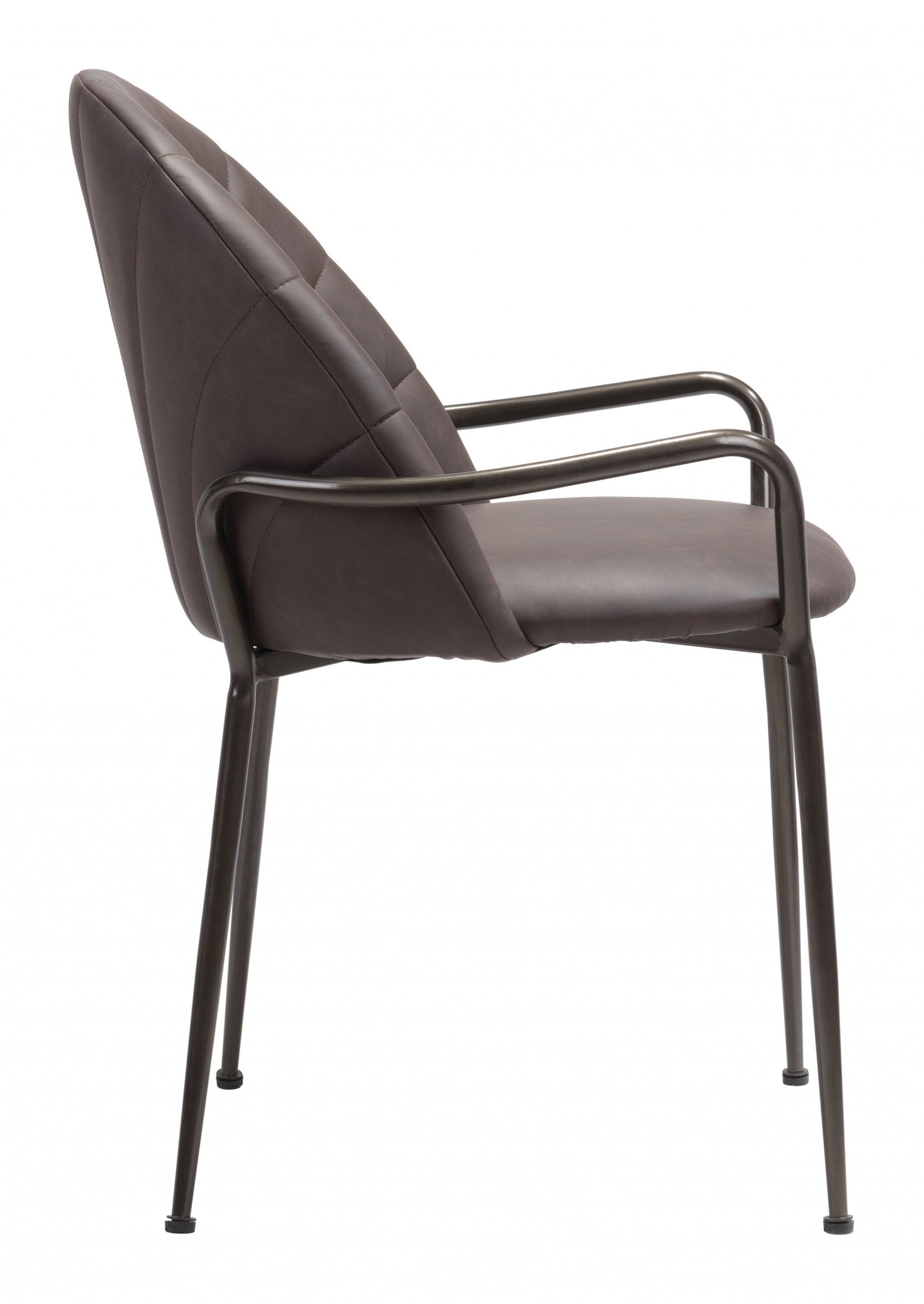 HomeRoots Set of 2 Brown Faux Leather Arch Dining Chairs