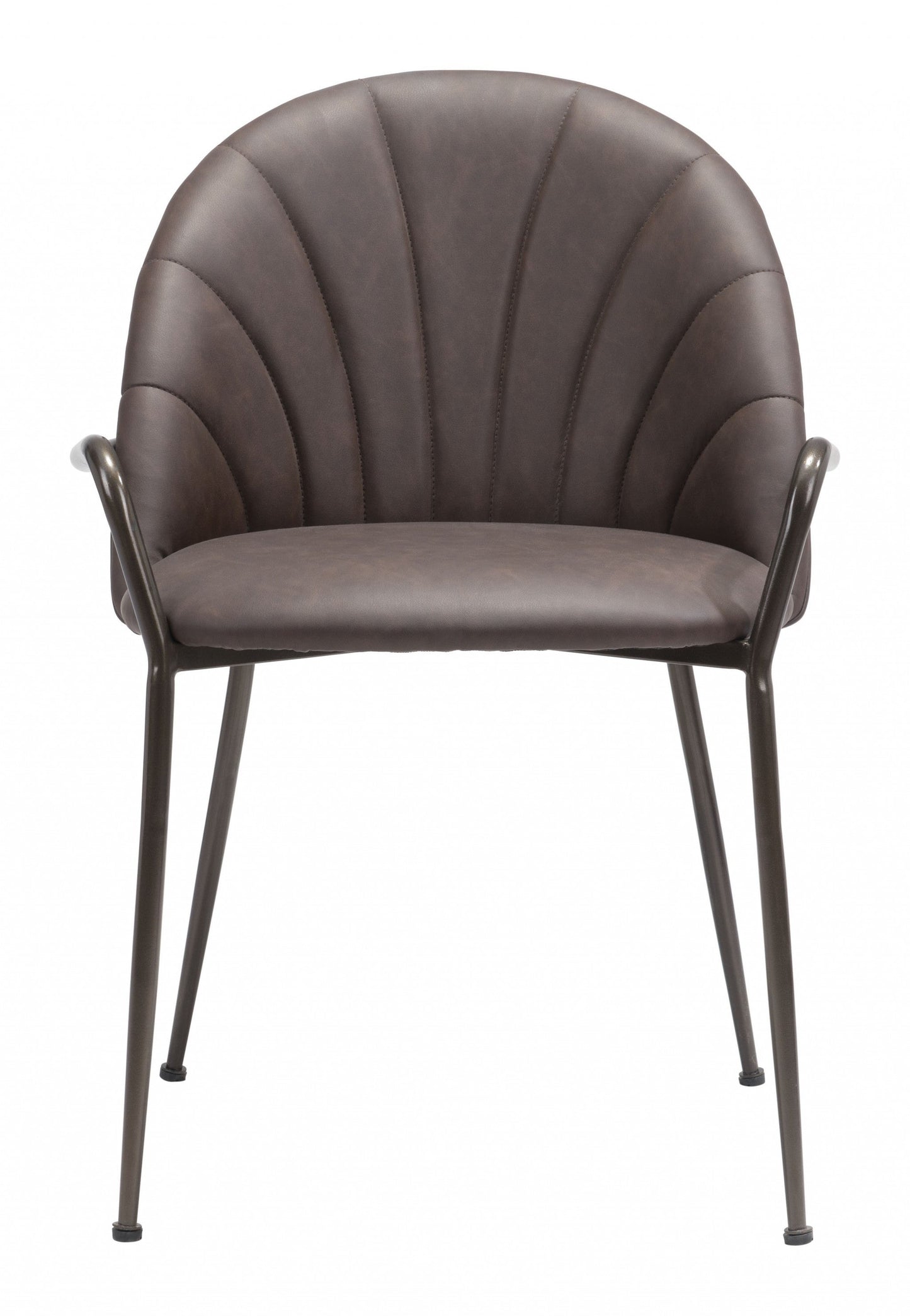 HomeRoots Set of 2 Brown Faux Leather Arch Dining Chairs