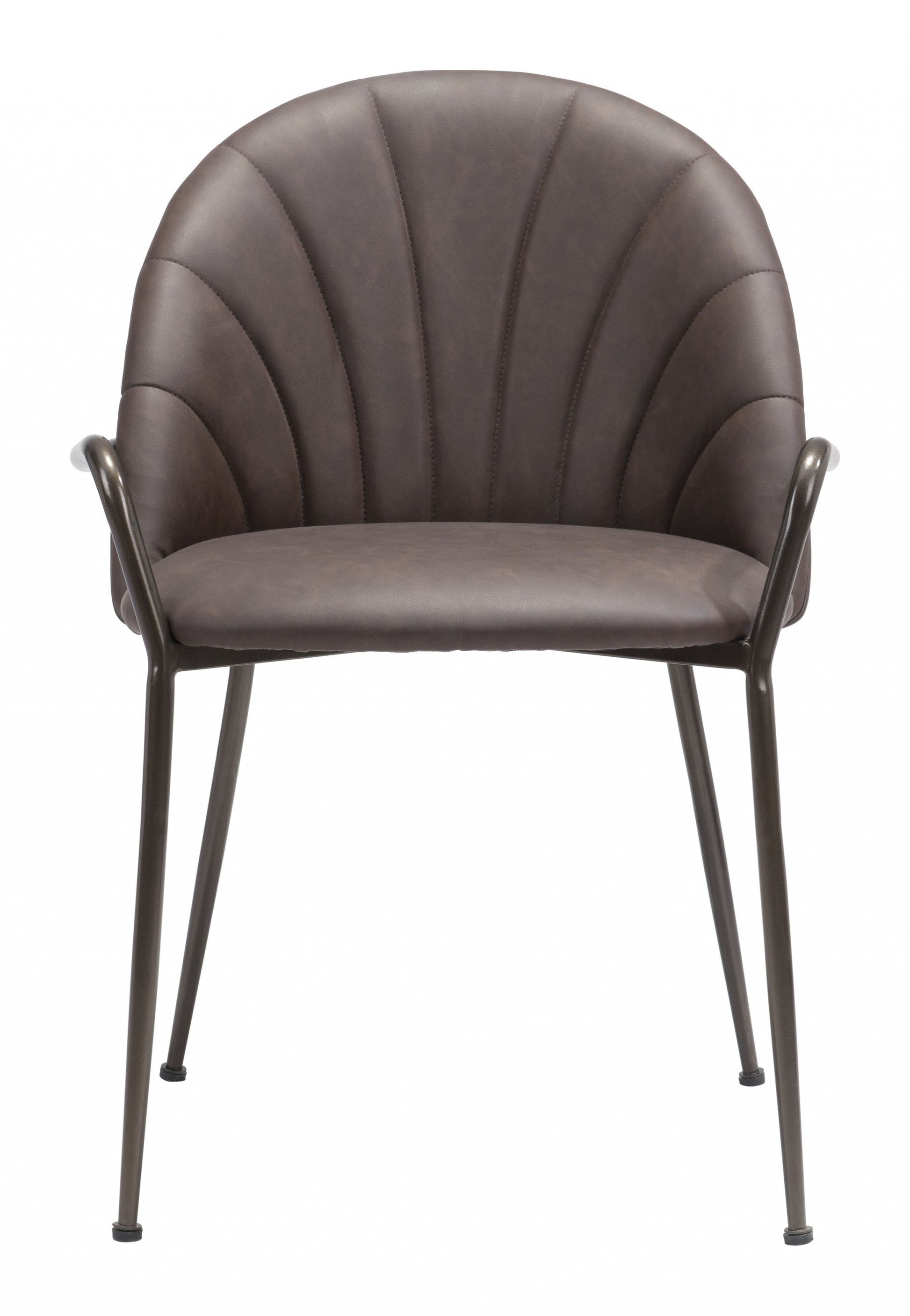 HomeRoots Set of 2 Brown Faux Leather Arch Dining Chairs