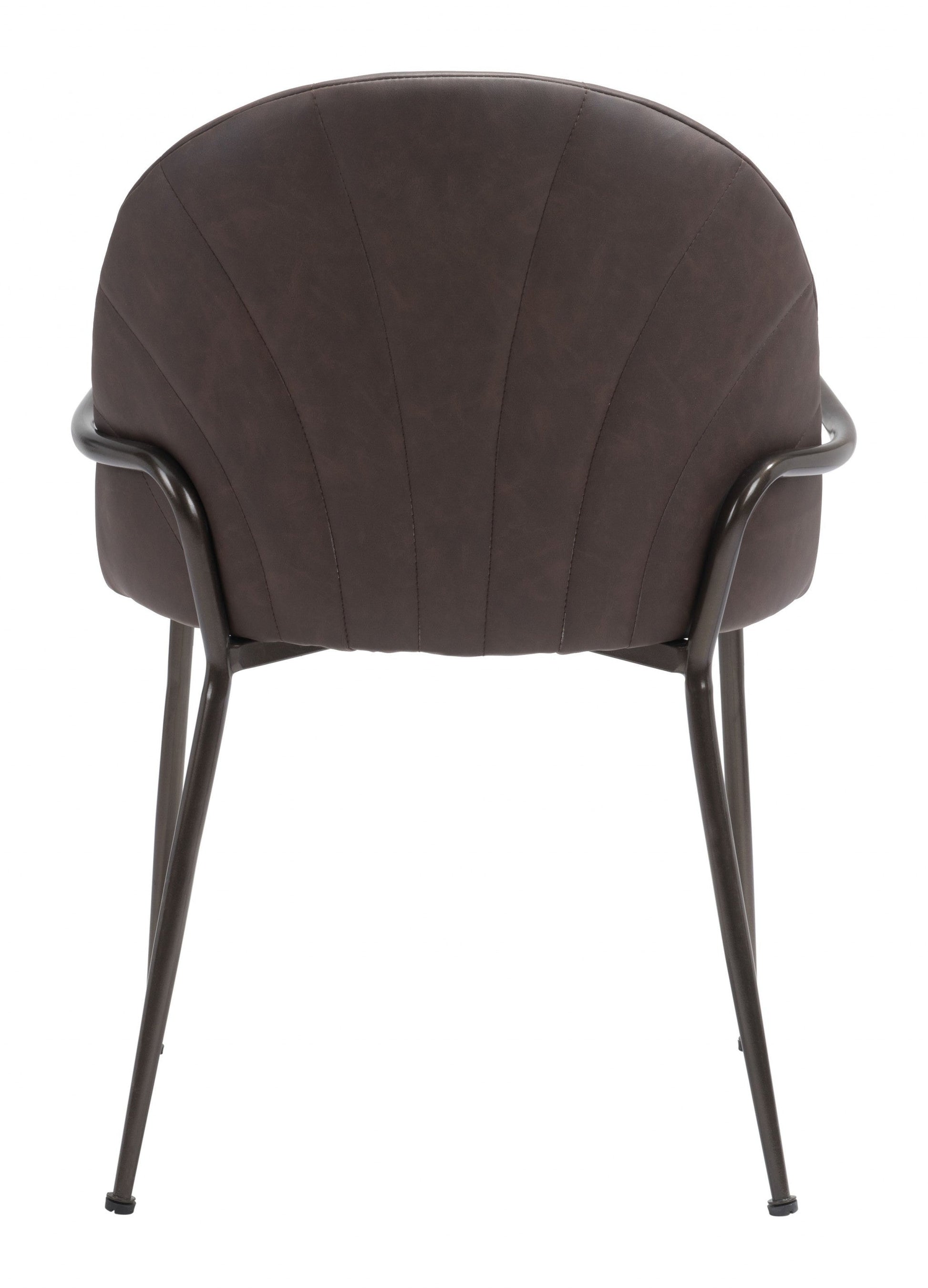 HomeRoots Set of 2 Brown Faux Leather Arch Dining Chairs