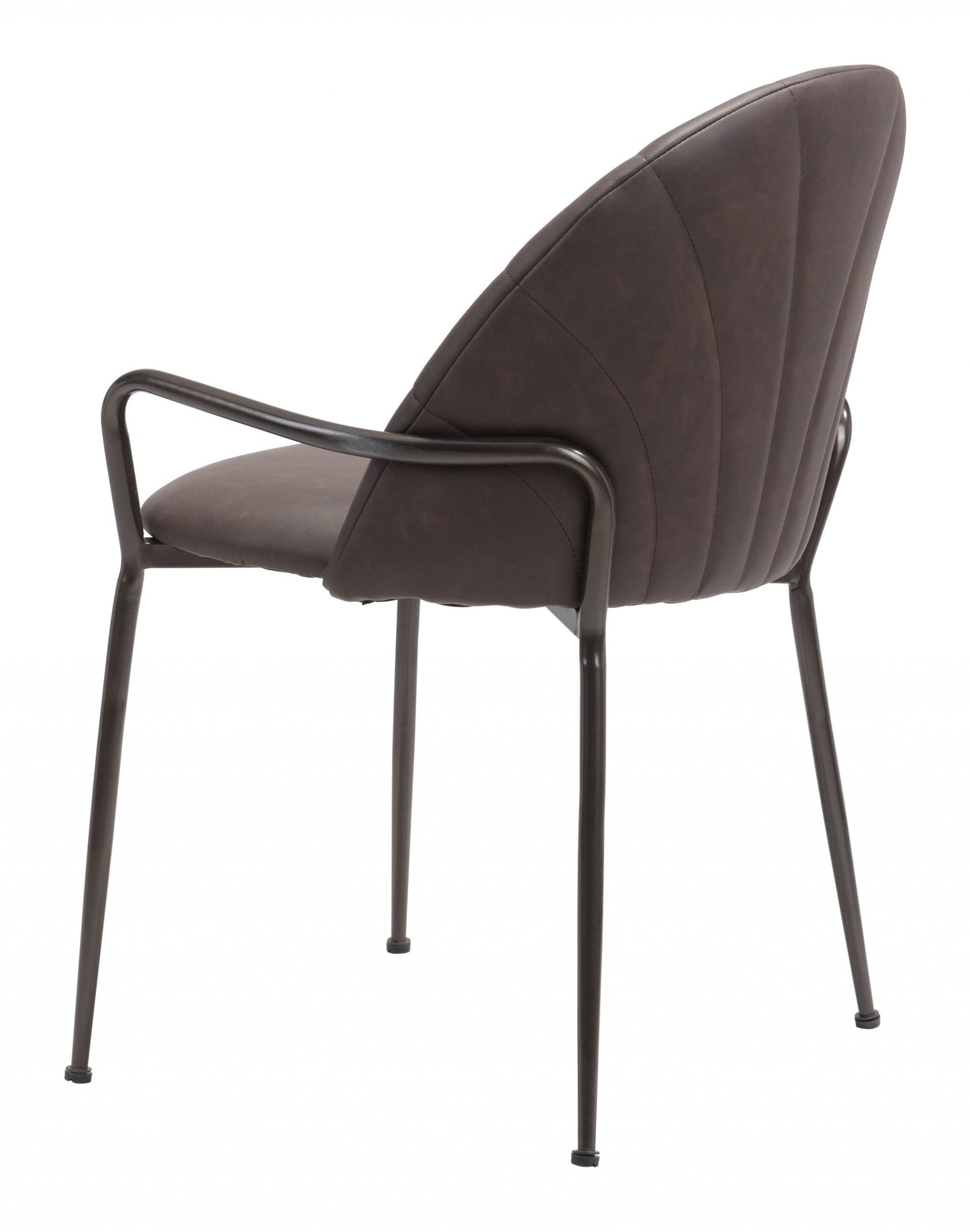 HomeRoots Set of 2 Brown Faux Leather Arch Dining Chairs