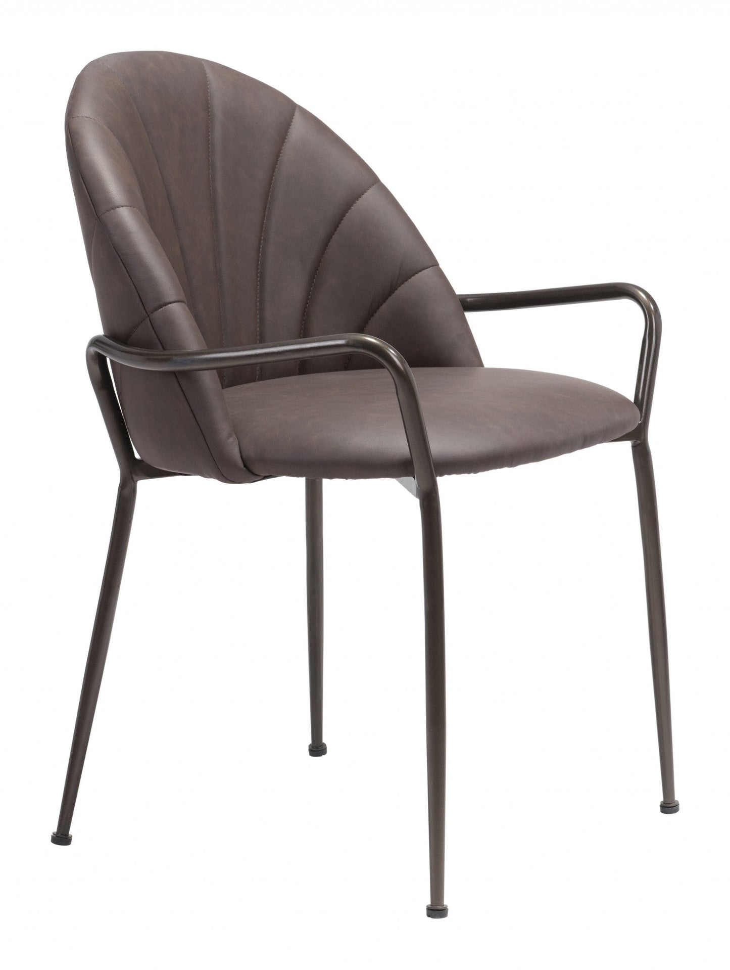 HomeRoots Set of 2 Brown Faux Leather Arch Dining Chairs