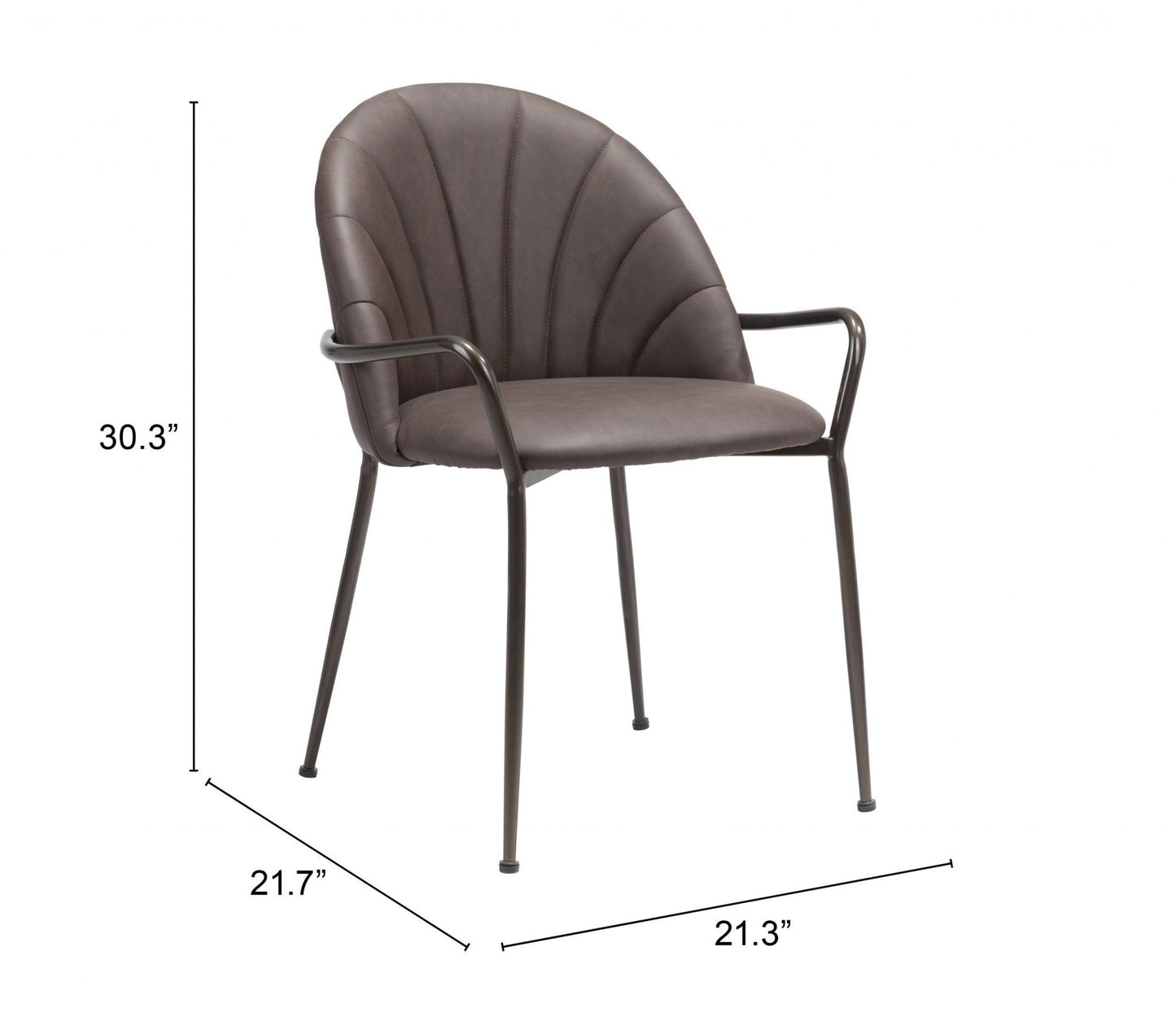 HomeRoots Set of 2 Brown Faux Leather Arch Dining Chairs