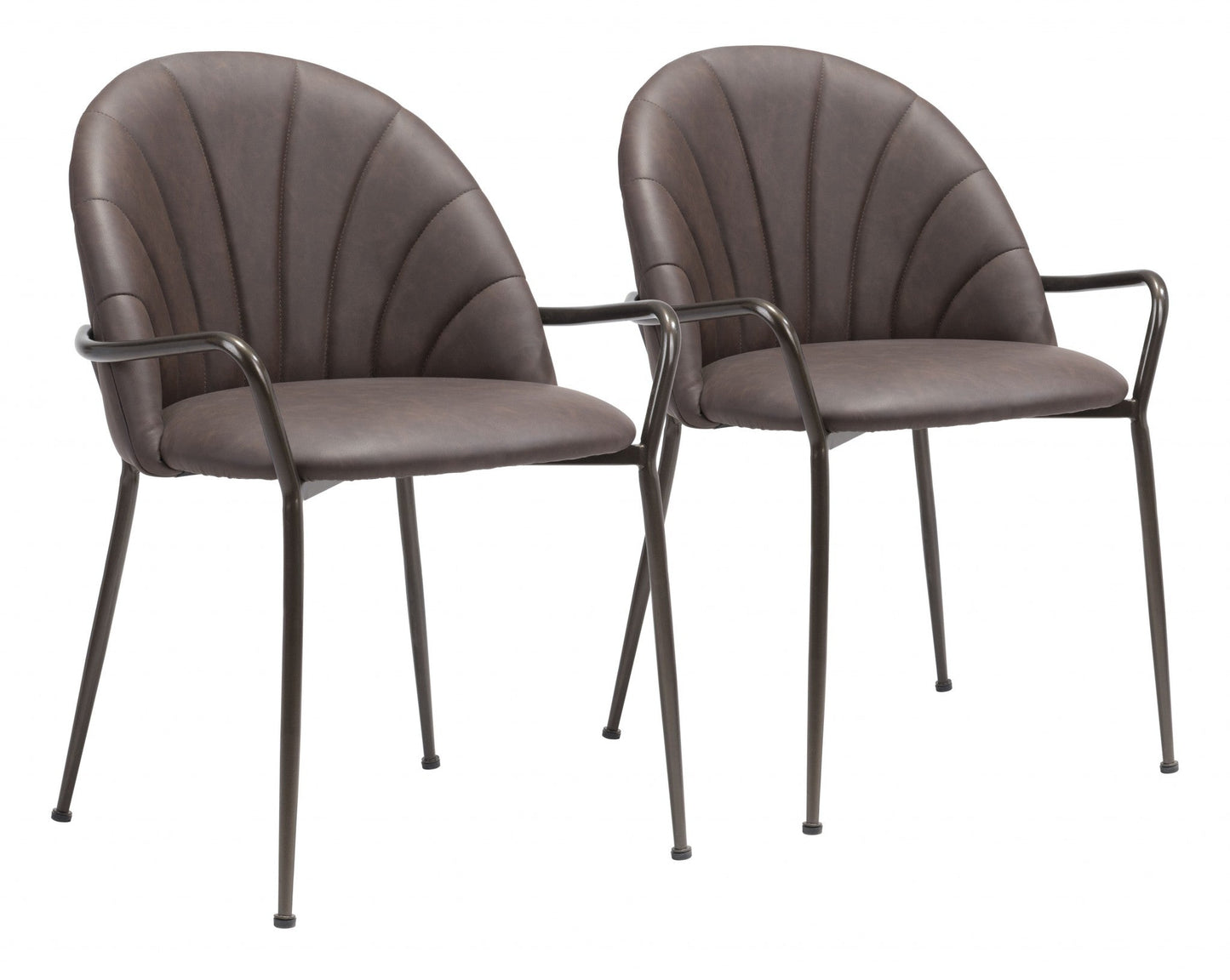HomeRoots Set of 2 Brown Faux Leather Arch Dining Chairs