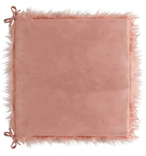 HomeRoots Set of 2 Cozy Mauve Rose Faux Fur Chair Pads