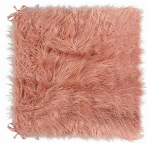 HomeRoots Set of 2 Cozy Mauve Rose Faux Fur Chair Pads