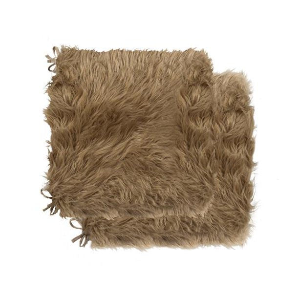 HomeRoots Set of 2 Cozy Tan Faux Fur Chair Pads