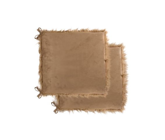 HomeRoots Set of 2 Cozy Tan Faux Fur Chair Pads