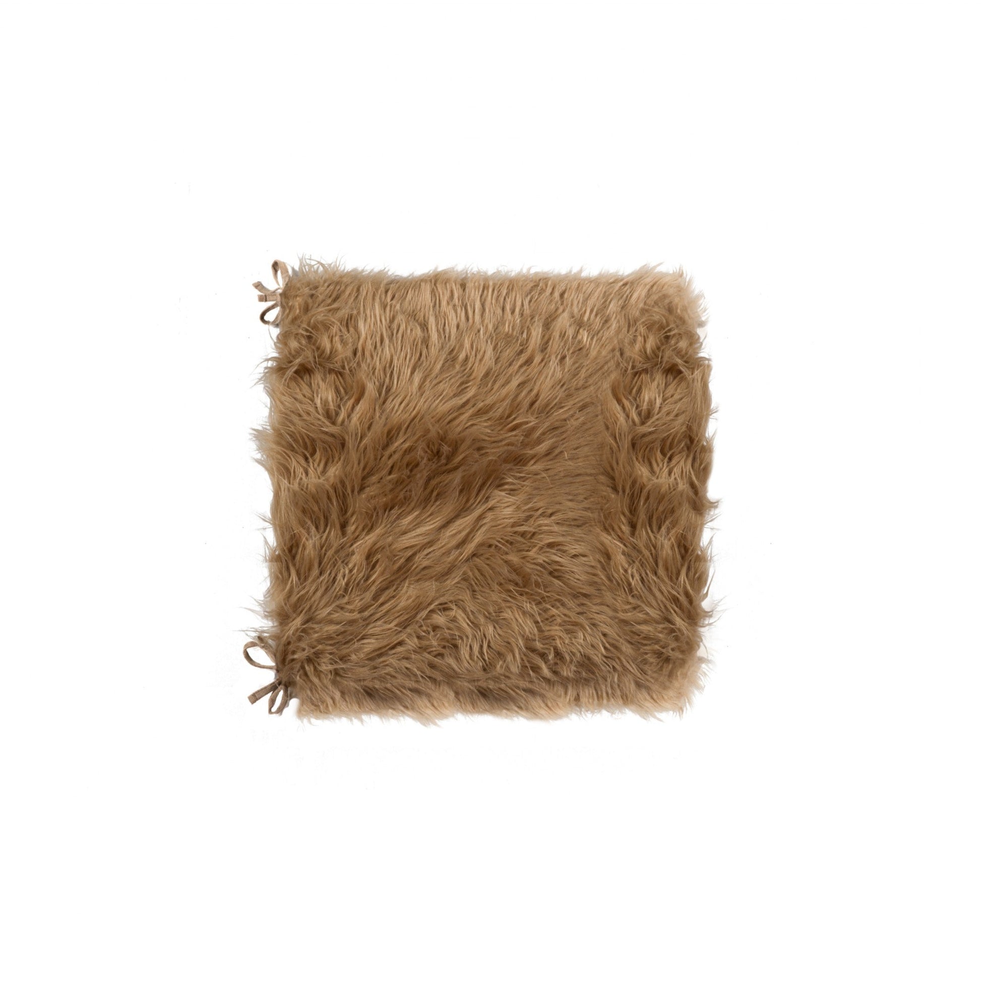 HomeRoots Set of 2 Cozy Tan Faux Fur Chair Pads