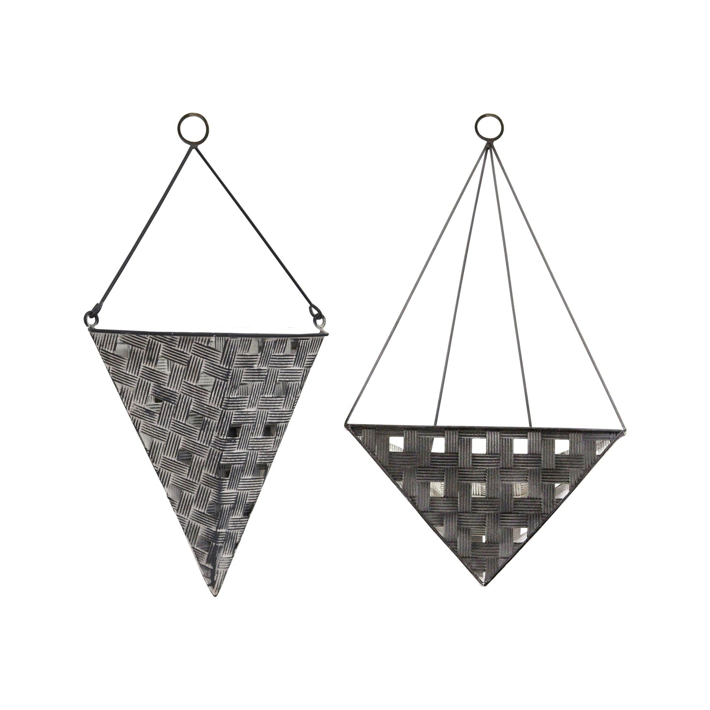 HomeRoots Set of 2 Distressed White & Metal Wall Planters