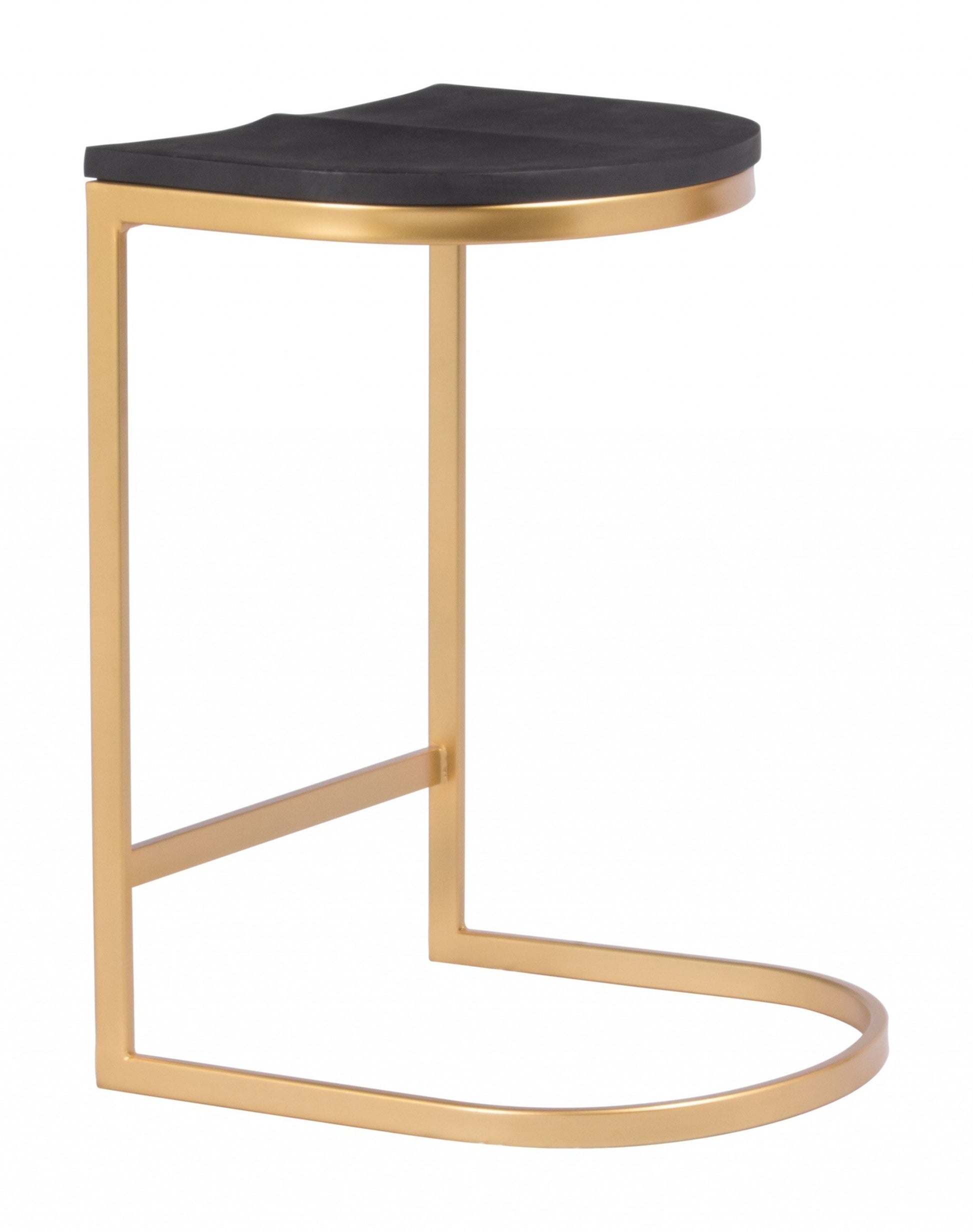 HomeRoots Set of 2 Gold And Black Counter Stools