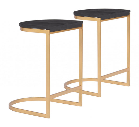 HomeRoots Set of 2 Gold And Black Counter Stools