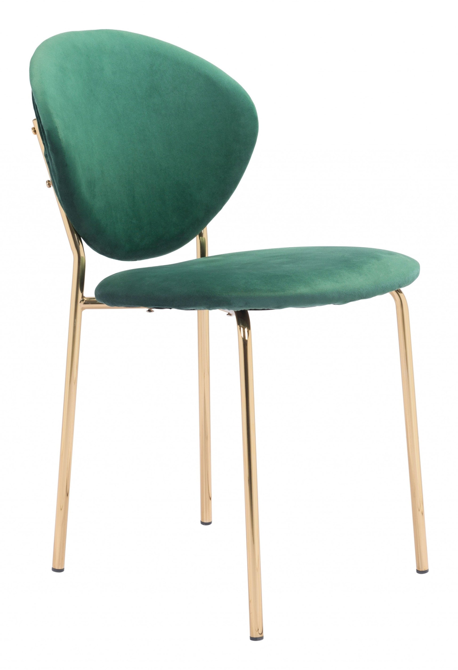 HomeRoots Set of 2 Green And Gold Modern Dining or Side Chairs