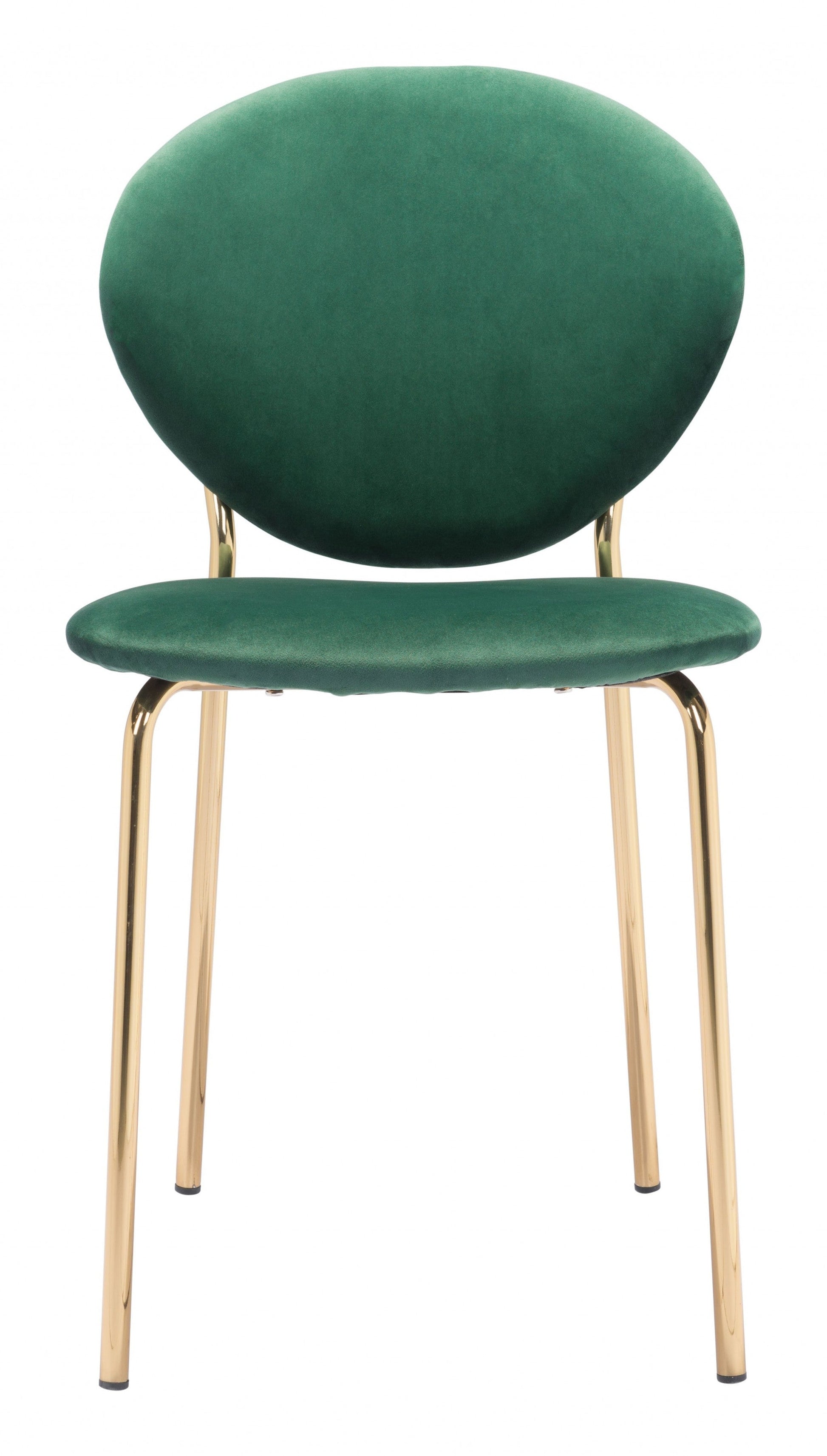 HomeRoots Set of 2 Green And Gold Modern Dining or Side Chairs