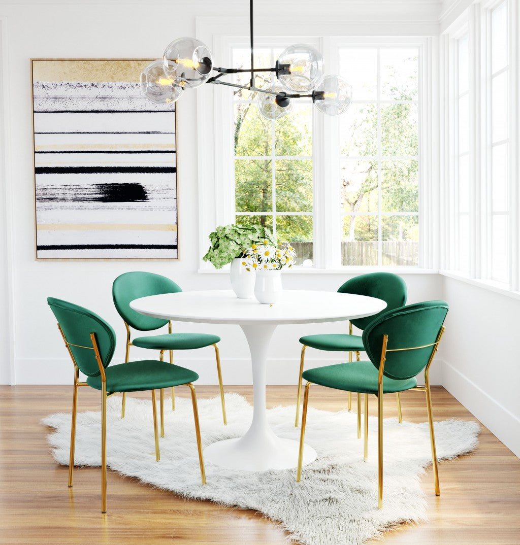 HomeRoots Set of 2 Green And Gold Modern Dining or Side Chairs