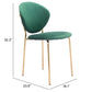 HomeRoots Set of 2 Green And Gold Modern Dining or Side Chairs