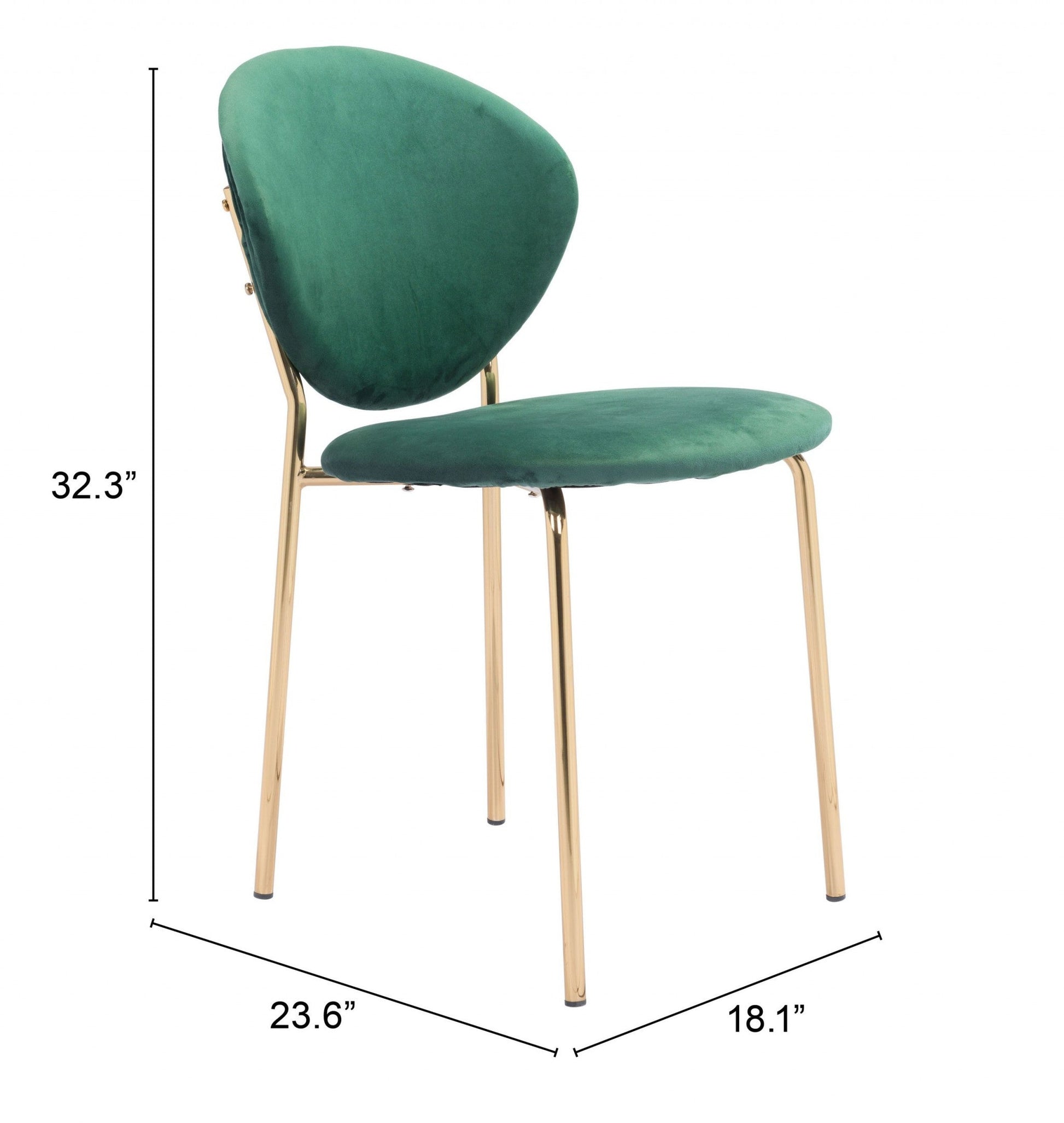 HomeRoots Set of 2 Green And Gold Modern Dining or Side Chairs