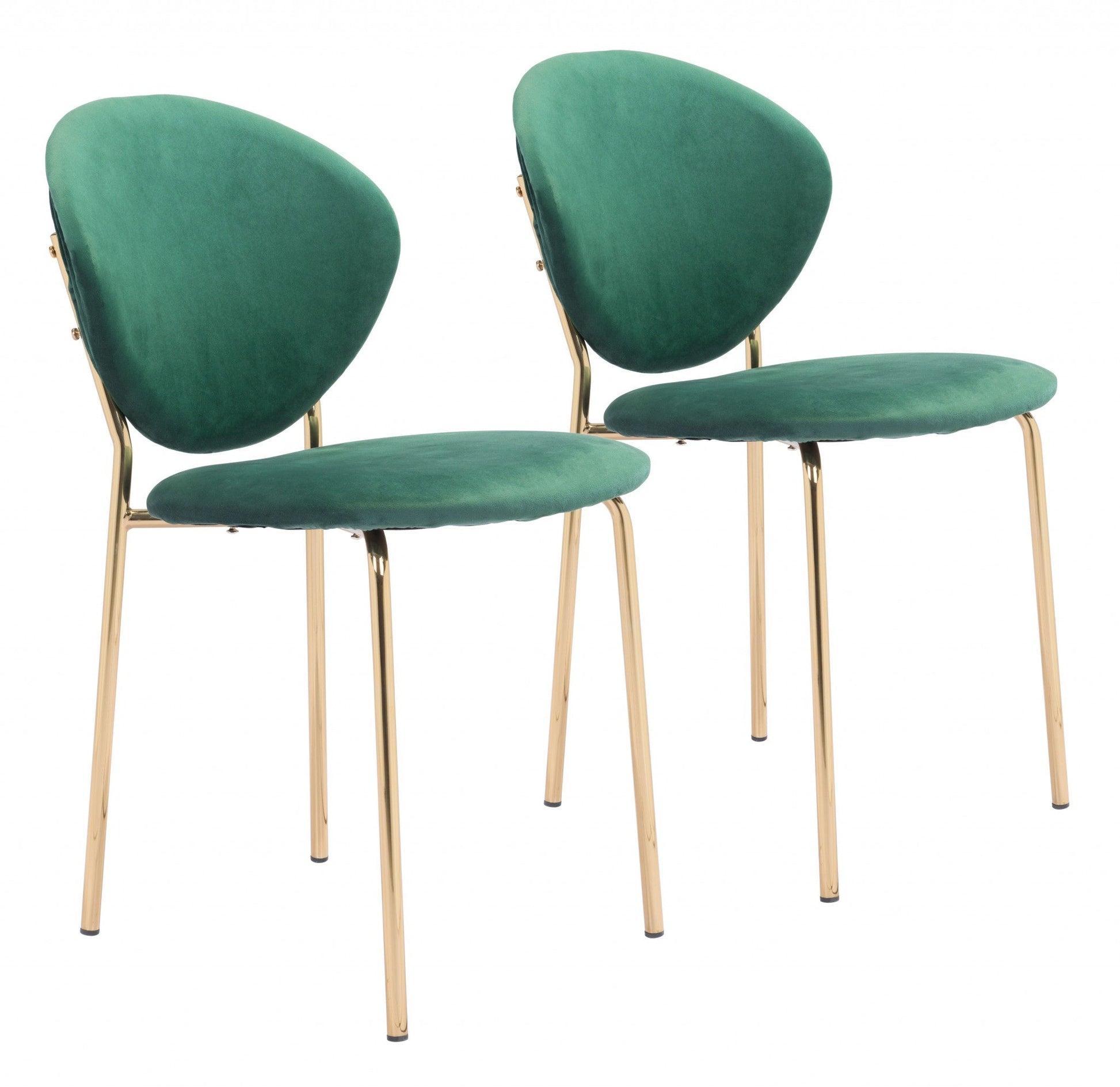 HomeRoots Set of 2 Green And Gold Modern Dining or Side Chairs
