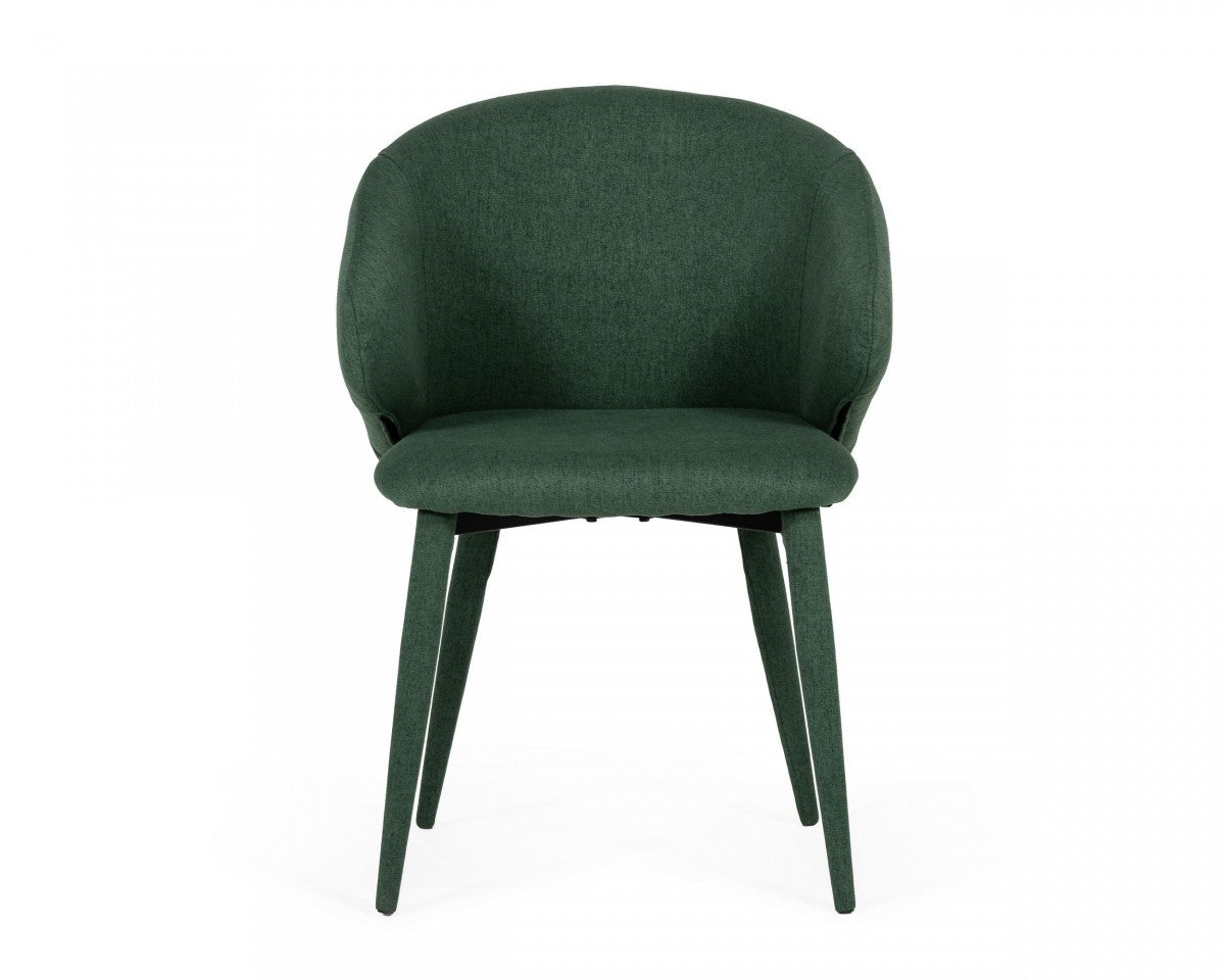 HomeRoots Set of 2 Green Fabric Wrapped Dining Chairs