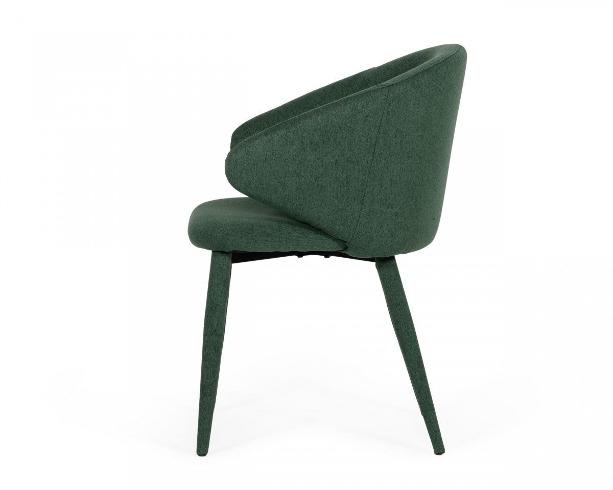 HomeRoots Set of 2 Green Fabric Wrapped Dining Chairs