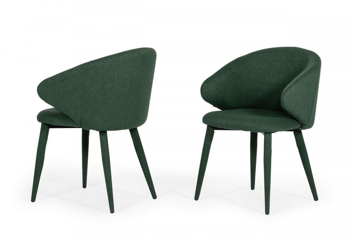 HomeRoots Set of 2 Green Fabric Wrapped Dining Chairs