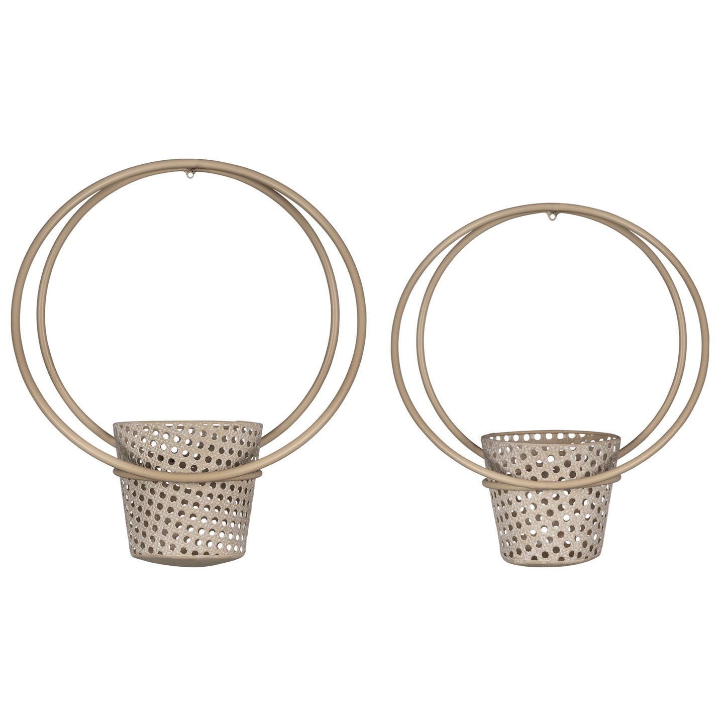 HomeRoots Set of 2 Metallic Cane Wall Planters