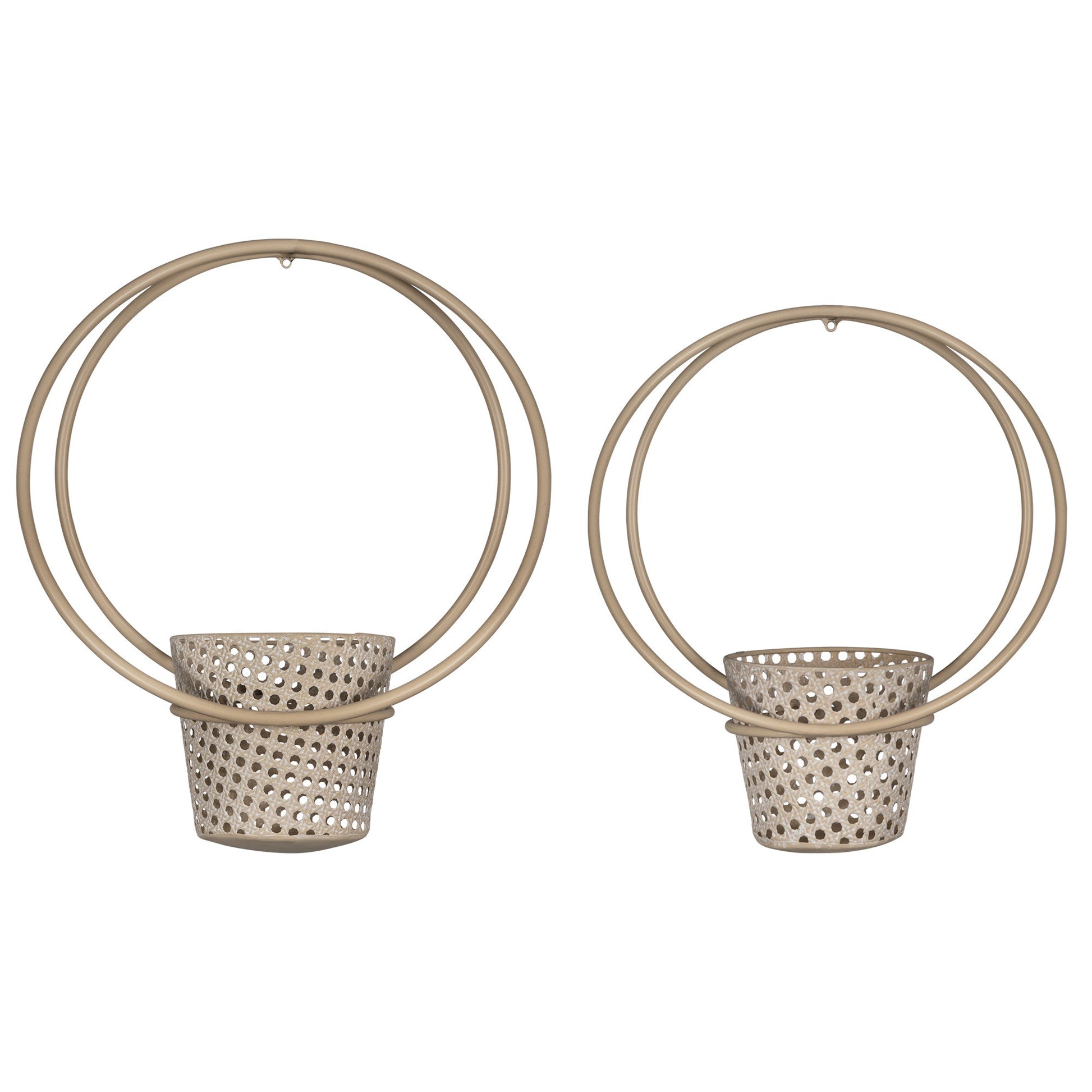 HomeRoots Set of 2 Metallic Cane Wall Planters