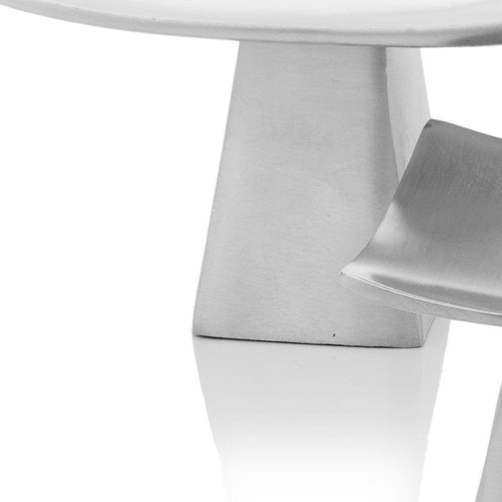 HomeRoots Set of 2 Mod Matte Silver Pedestal Candle Holders