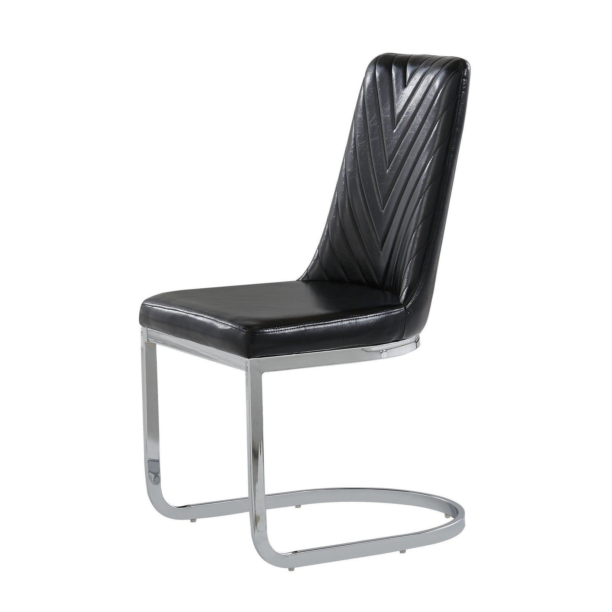 HomeRoots Set of 2 Modern Black Dining Chairs With Horse Shoe Style Metal Base