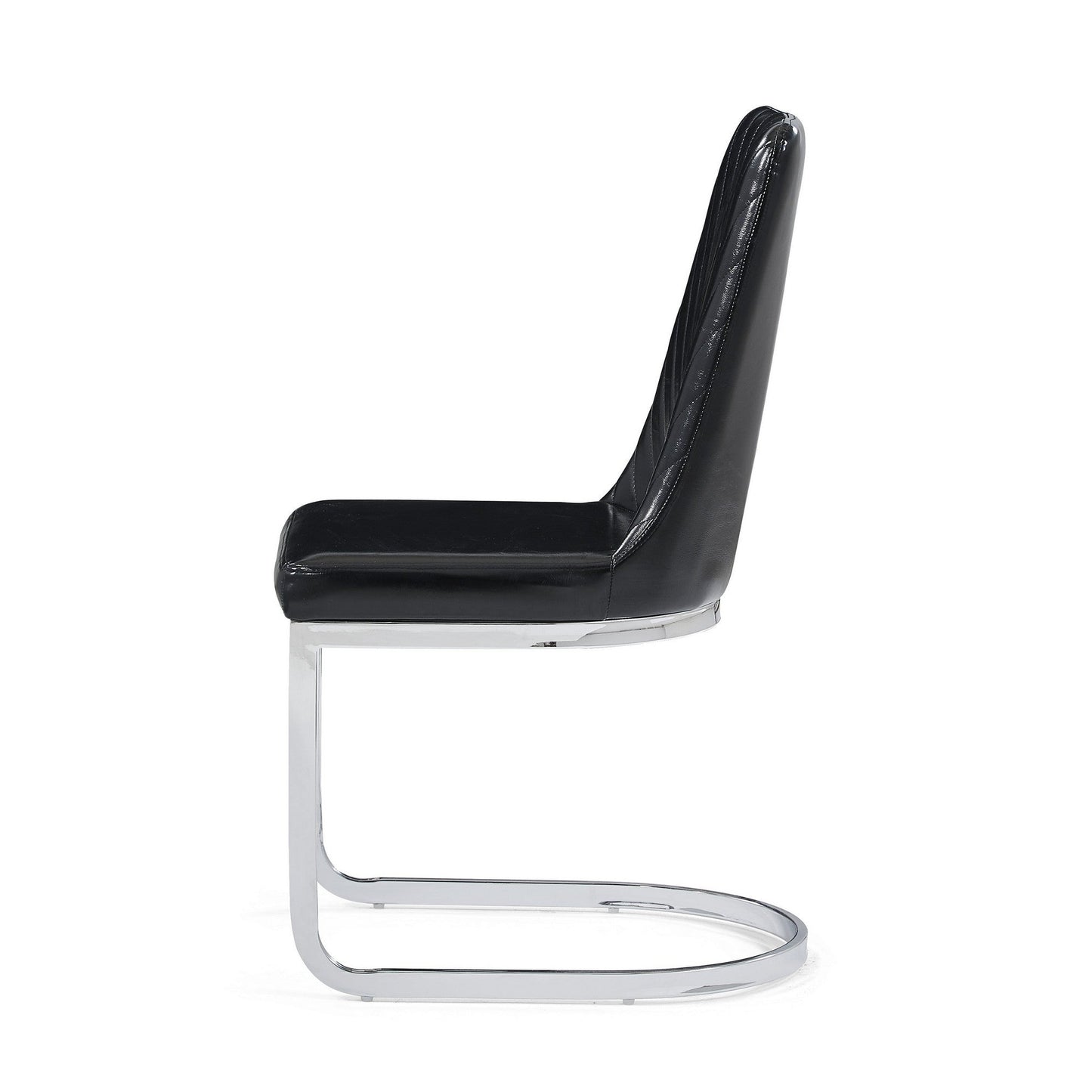 HomeRoots Set of 2 Modern Black Dining Chairs With Horse Shoe Style Metal Base