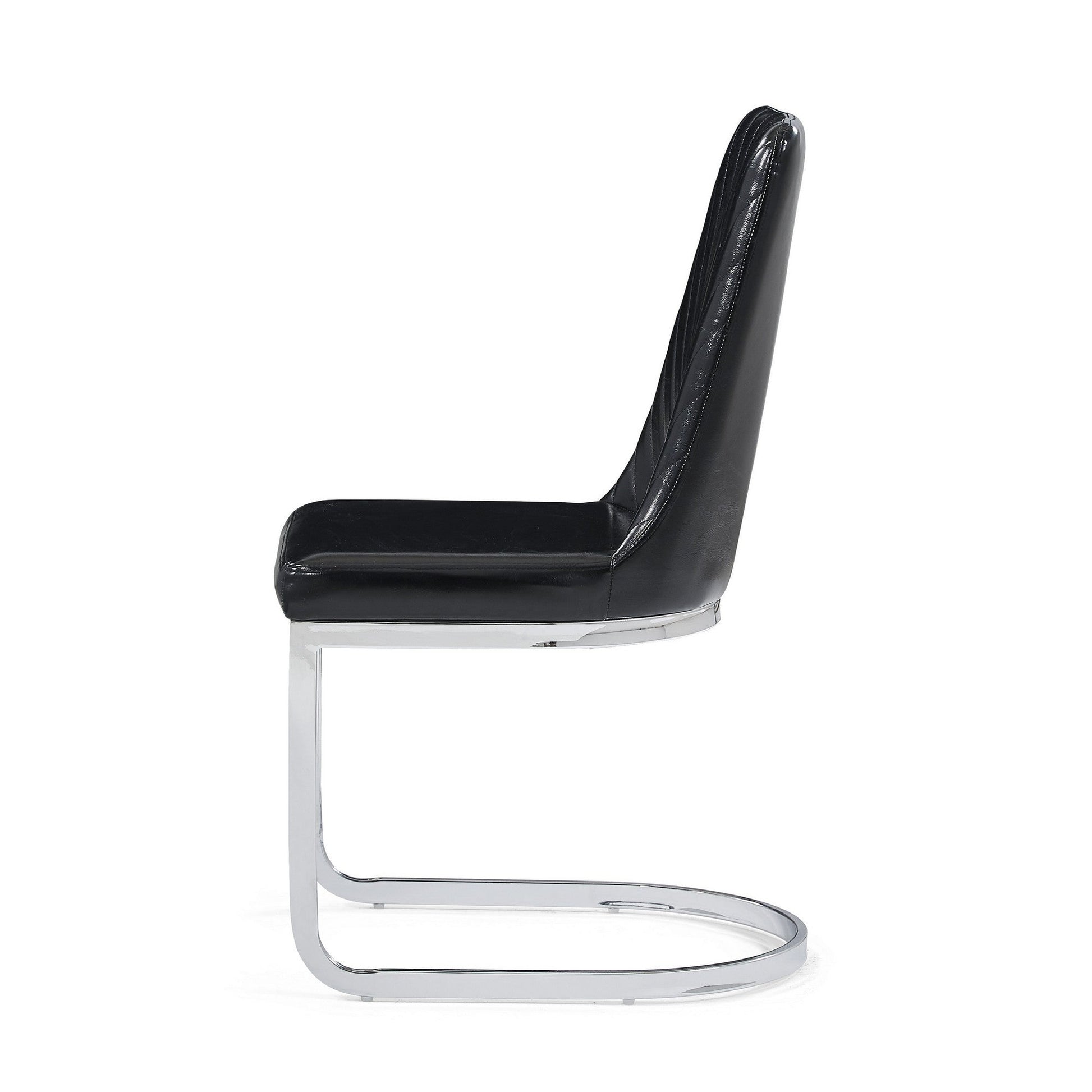 HomeRoots Set of 2 Modern Black Dining Chairs With Horse Shoe Style Metal Base