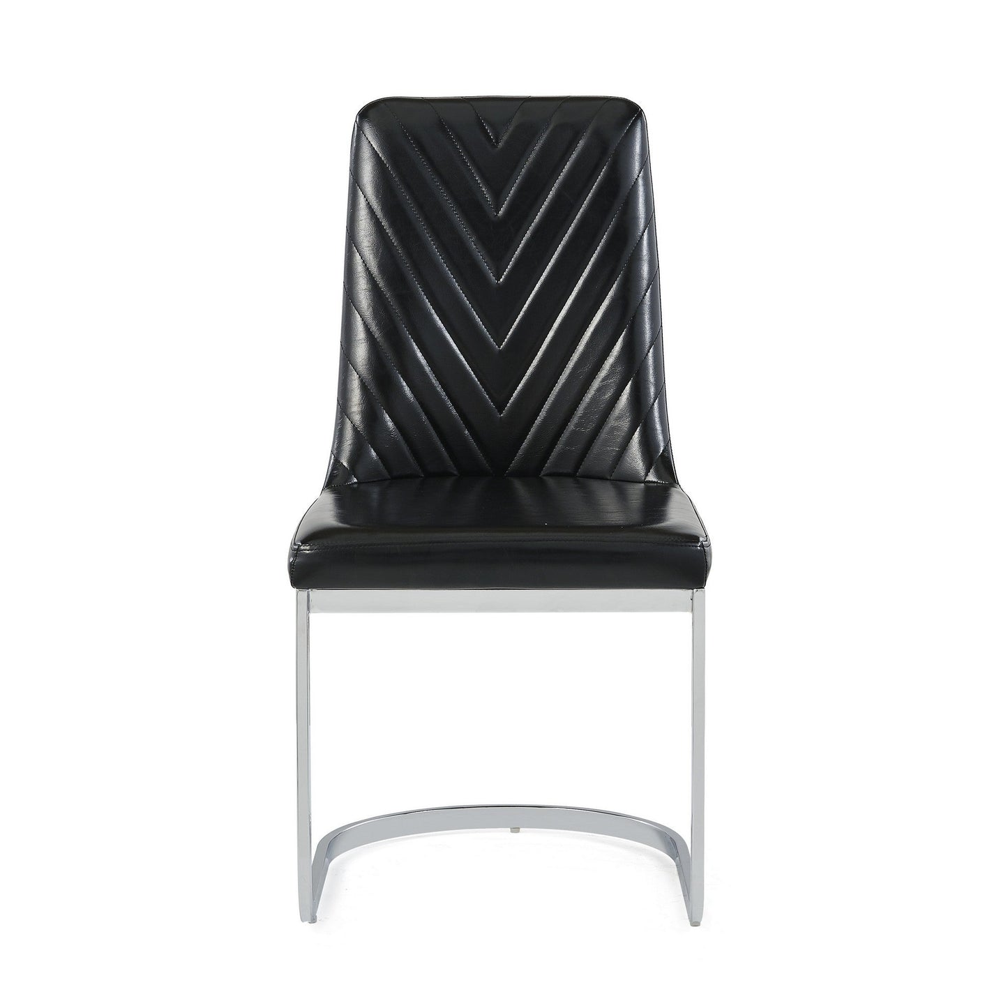 HomeRoots Set of 2 Modern Black Dining Chairs With Horse Shoe Style Metal Base