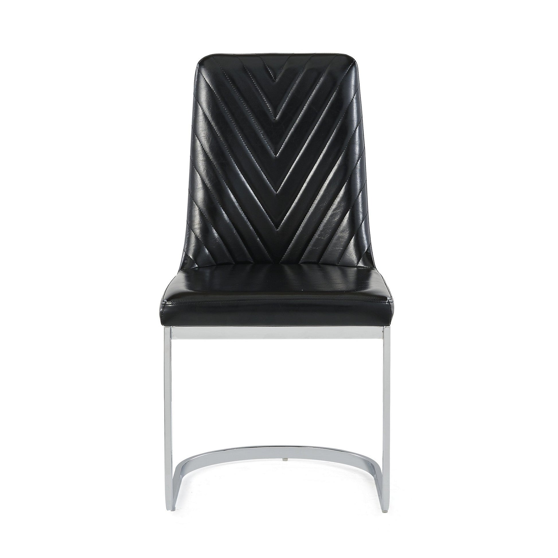 HomeRoots Set of 2 Modern Black Dining Chairs With Horse Shoe Style Metal Base