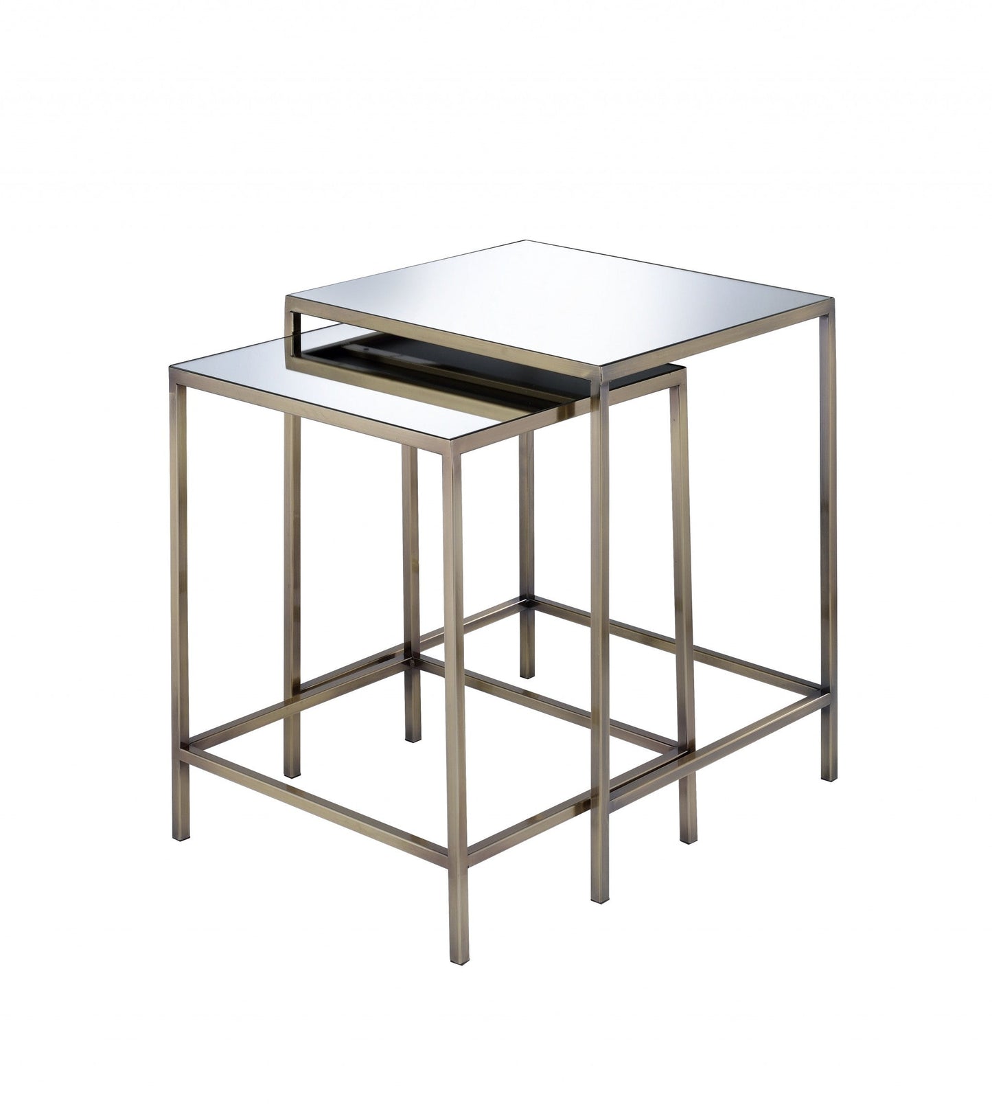 HomeRoots Set of 2 Modern Glass and Metal Nesting Tables