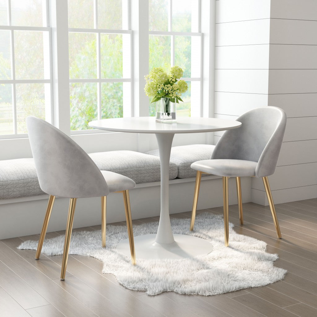 HomeRoots Set of 2 Pale Gray And Gold Modern Pringle Dining Chairs