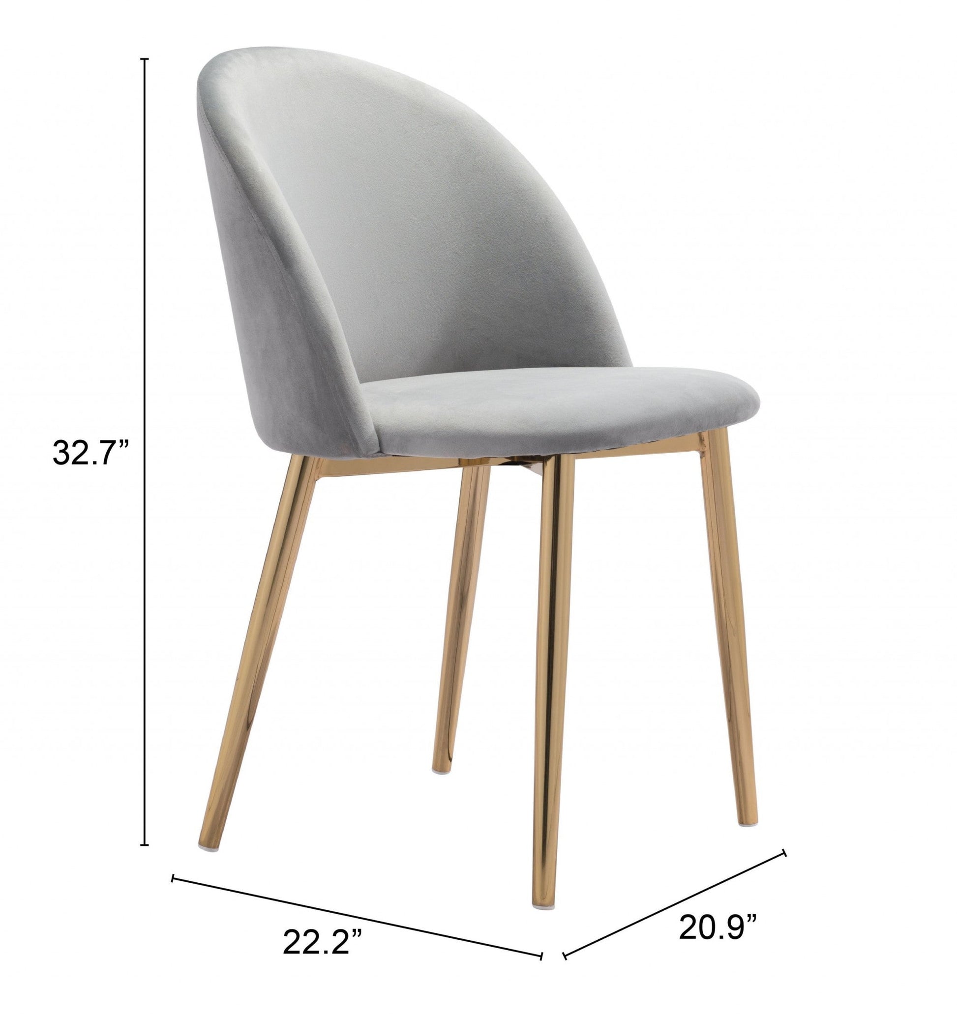 HomeRoots Set of 2 Pale Gray And Gold Modern Pringle Dining Chairs
